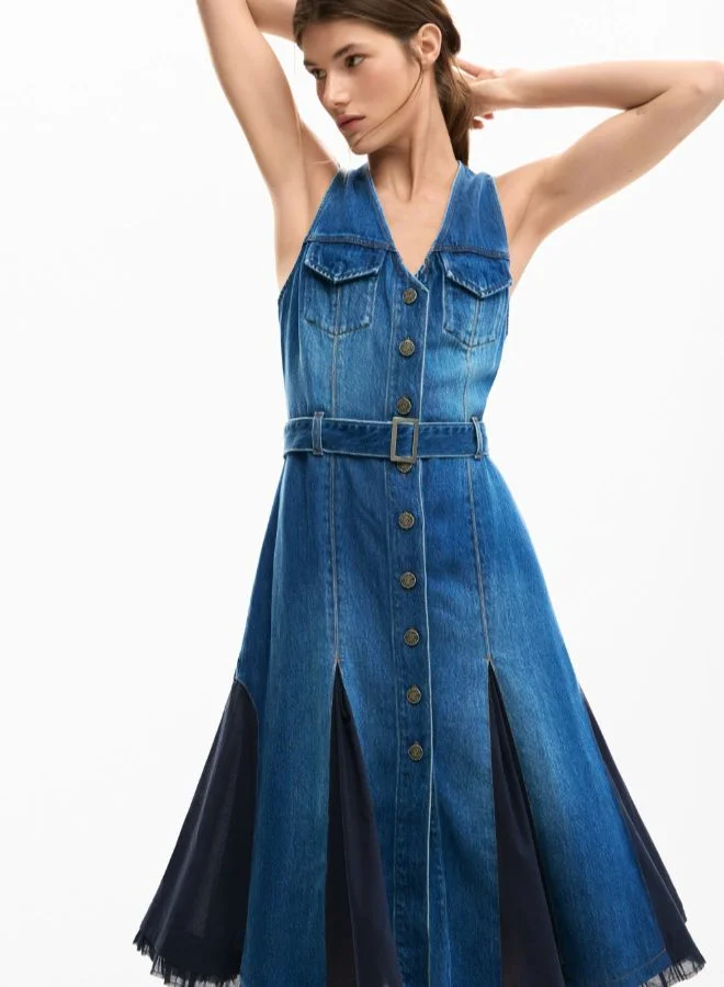 Desigual denim blue Denim midi dress for Women | Best Price UAE